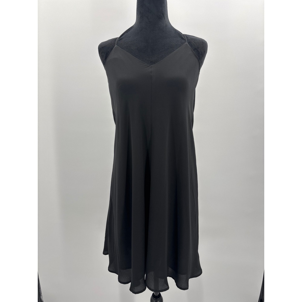 LOFT Petite Black Sleeveless V Neck Racerback Midi‎ Dress Womens OO P